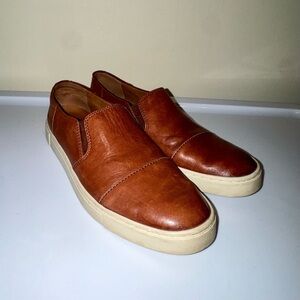 Frye Gemma Tan Leather Slip On Sneakers